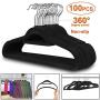 ZenStyle 100 Pack Ultra Thin Velvet Hangers - Non Slip Black Clothes Suit Hangers, 360 Degree Swivel Hook, Velvet Flocked Surface