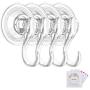 VISV Suction Cup Hooks, Small Clear Reusable Heavy Duty Vacuum Suction Cup Hooks with Cleaning Cloth Strong Window Glass Kitchen Bathroom Hooks for Towel Robe Utensils Christmas Wreath - 4 Packs