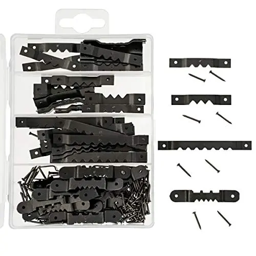 Juvale 100-Count Metal Sawtooth Picture Frame Hangers with 200 Screws, 4 Assorted Sizes Juvale 100-Count Metal Sawtooth Picture Frame Hangers with 200 Screws, 4 Assorted Sizes