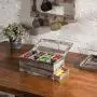MyGift 8-Slot Torched Wood Tea Bag Storage Boxes with Clear Lid & Pull-Out Drawer