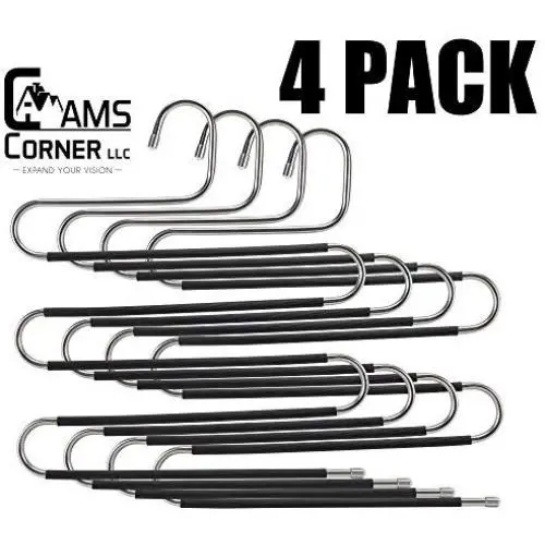CamsCorner Pants Hangers (4 Pack) ? Non Slip Pants Hangers ? S-Shaped 5 Layers 5 Levels Hangers Anti-Slip Closet Space Saver for Jeans Slacks Pants Scarf Ties Towels Clothes CamsCorner Pants Hangers (4 Pack) ? Non Slip Pants Hangers ? S-Shaped 5 Layers 5 Levels Hangers Anti-Slip Closet Space Saver for Jeans Slacks Pants Scarf Ties Towels Clothes