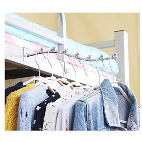 YAHUIPEIUS Stainless Steel Clothes Hanger Rack Clothes Hanging Rod Hook for Dorm Bunk Bed, Loft Bed, Door (1)