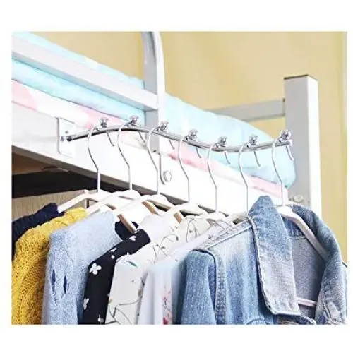 YAHUIPEIUS Stainless Steel Clothes Hanger Rack Clothes Hanging Rod Hook for Dorm Bunk Bed, Loft Bed, Door (1) YAHUIPEIUS Stainless Steel Clothes Hanger Rack Clothes Hanging Rod Hook for Dorm Bunk Bed, Loft Bed, Door (1)