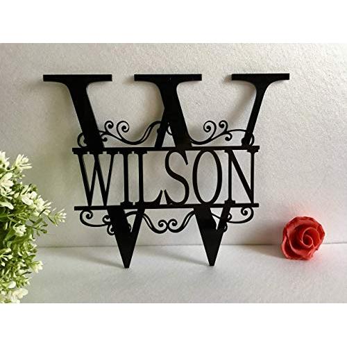 Split Wall Monogram Initial Any Letter Name Wreath Personalized Last Name Family Sign Acrylic Laser Cut Sign Outdoor Metal Custom House Garden Front Door Wedding Gift Hanger Housewarming Hanging Decor