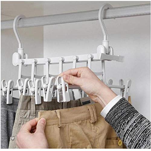 3D Space Saving Hanger Magic Clothes Hanger Holders with Hook Closet Organizer Rack Organizer Home Hanger Foldable Clothes Clip 2pcs