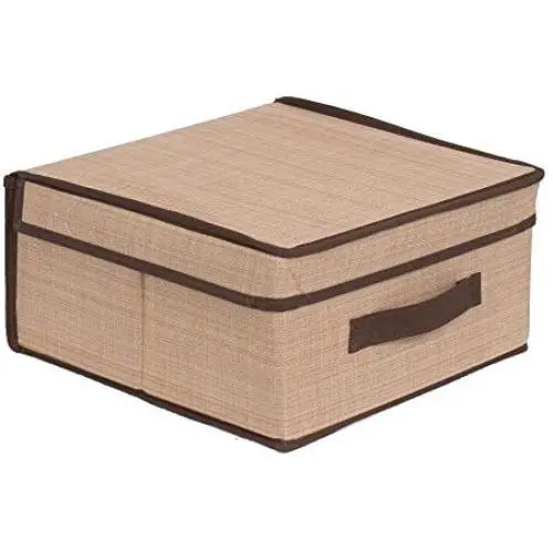 Internets Best Storage Boxes with Handles | Durable Storage Bin Basket Containers | Clothes Nursery Toys Organizer | Brown (Beige)