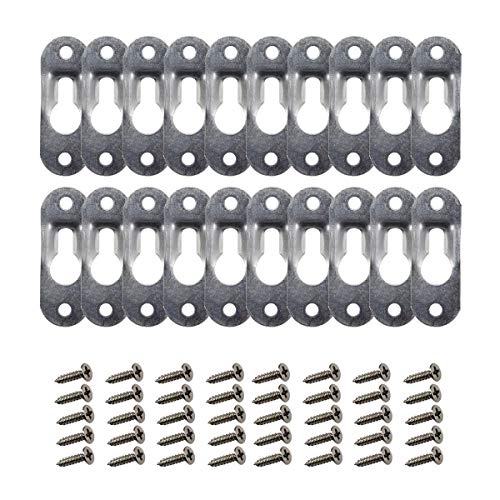 AUEAR, 20 Pcs Metal Keyhole Hanger Hanging Fasteners Hardware with Screws for Picture Frames Mirrors Cabinet