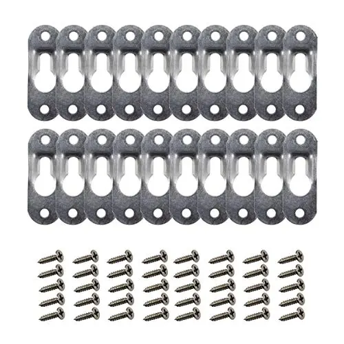 AUEAR, 20 Pcs Metal Keyhole Hanger Hanging Fasteners Hardware with Screws for Picture Frames Mirrors Cabinet