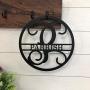 Wedding Photo Frame - Personalized Circle Vine Family Name & Initial Metal Sign - Metal Monogram Sign - Housewarming Gift - Wedding Gift - Door Hanger