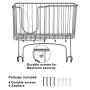 SPACEREST Detachable Metal Wall Mounted Ironing Board Holder with Large Storage Basket & 5 Hanging Hooks for Laundry Rooms-Iron, Board, Spray Bottles Rack- Chrome