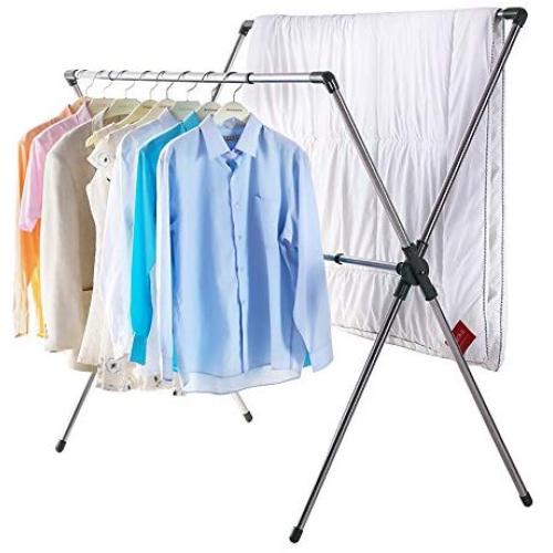 YSNBM X-Type Drying Rack/Hanging Clothes Rack/Stainless Steel Quilt Frame,110-150cm Retractable Rack Hanger- Space Saving Hanging Clothes Rack,Indoor, Balcony,Towel