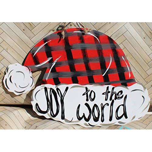Joy to the World Wooden Santa Hat Door Hanger
