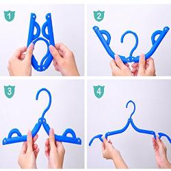 Sundell Portable Folding Clothes Hangers, Plastic Foldable Travel Drying Rack Colorful Lightweight Mini Coat Shirts Sweaters Dress Hangers Hook with Anti-Slip Groove for Travel,10Pcs
