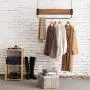 Industrial Black Metal & Wood Garment Rod/Retail Display Clothing Hanger with Adjustable Chain, 29 Inches