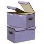 UUJOLY Large Storage Bins Linen Fabric Foldable Basket Cubes Organizer Storage Drawer with Lid and Handles for Home, Office, Closet, Bedroom, Nursery (Purple-2pcs)
