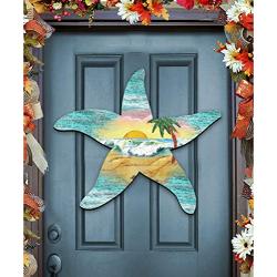 Beach Decor G.DeBrekht Starfish Scenic Sunrise Beach Coast Waves Wooden Door hanger/wall decor #8198531H