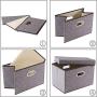 Prandom Foldable Storage Boxes with Lids [3-Pack] Linen Fabric Collapsible Storage Bins Organizer Containers Baskets Cube with Cover for Home Bedroom Closet Office Nursery (14.9x9.8x9.8)