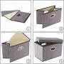 Prandom Foldable Storage Boxes with Lids [3-Pack] Linen Fabric Collapsible Storage Bins Organizer Containers Baskets Cube with Cover for Home Bedroom Closet Office Nursery (14.9x9.8x9.8)