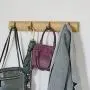 NIKKY HOME Wall Mounted Coat Rack Hanger 4 Hooks for Bags Clothes in Hallway Entryway Bedroom Bathroom, Natural Color
