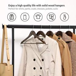 SONGMICS Clothes Hangers, 20 Pack, Solid Wood Hangers with 360 Degree Swivel Hook, Shoulder Notch, Non-Slip, Dark Walnut Color UCRW02V20