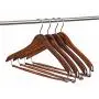 Quality Hangers Wooden Hangers Beautiful Sturdy Suit Coat Curved Hangers Great for Travelers Heavy Duty Hanger with Locking Bar - Retro Finish (5)