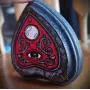 Mini Red and Black Mystic Seeing Eye Ouija Spirit Board Planchette Hand Made Wooden Wall Plaque Hanger
