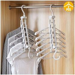 WUYAOCHUN Multifunctional Hangers, Storage Artifact Hangers Hangers Home Drying Racks Vibrato Magic Clothes Multi-Layer Folding (2 Pcs)
