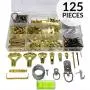 Picture Hanging Kit 125 pieces for Heavy Duty Pictures with Wall Mounting Nails Supports 10-100 lbs Hardware for Frames Includes: Screws, Nails, D Rings, Hooks, Wires,Sawtooth Hangers, Heavy Duty Hook