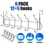 Over The Door Hook Coat Rack Wall Mounted Hanger Heavy-Duty Organizer for Coat Towel Bag Robe - 12 Hooks Sturdy Metal - Free 5 Singular Hooks