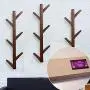 yazi Eco-Friendly Bamboo 6 Branches Wall Hanging Hooks Coat Rack Bag Clothes Hanger Vintage Brown