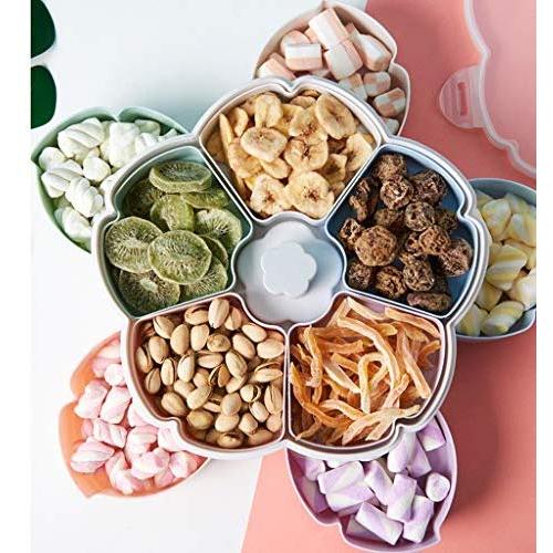 m?kvfa Rotating Snack Box, Flower Design Candy Food Storage Boxes Jewelry Organizer Fruit Boxes Candy Dish Compartment Snack Plate Wedding Candy Trays,Party Snack Plate (Multicolor) m?kvfa Rotating Snack Box, Flower Design Candy Food Storage Boxes Jewelry Organizer Fruit Boxes Candy Dish Compartment Snack Plate Wedding Candy Trays,Party Snack Plate (Multicolor)