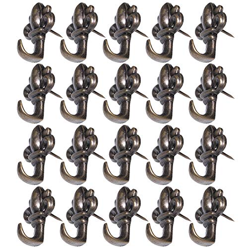 ROOS Pack of 20 Zinc Alloy Flower Shape Push Pin Hangers Hook Pin Wall Hooks