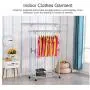 CONBOLA Heavy Duty Clothes Rolling Rack, Adjustable Double Rods Garment Hanging Stand with Shelves on Wheels for Drying Hanging Clothes Aluminum Alloy (Silver) CONBOLA Heavy Duty Clothes Rolling Rack, Adjustable Double Rods Garment Hanging Stand with Shelves on Wheels for Drying Hanging Clothes Aluminum Alloy (Silver)