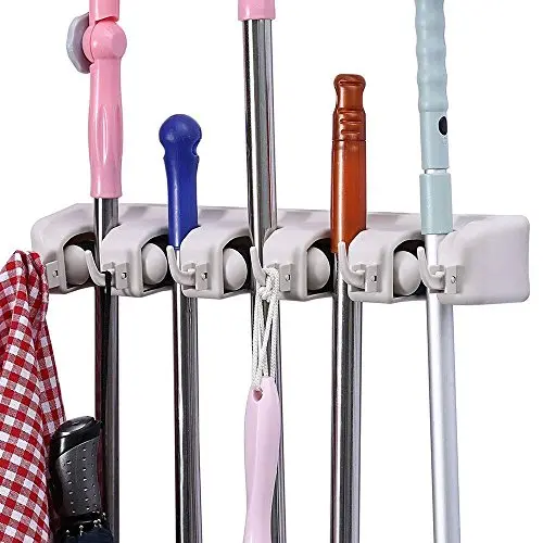 ONMIER Mop and Broom Holder, Multipurpose Wall Mounted Organizer Storage Hooks, Ideal Tools Hanger for Kitchen Garden, Garage, laundry room (5 Position 6 Hooks) ONMIER Mop and Broom Holder, Multipurpose Wall Mounted Organizer Storage Hooks, Ideal Tools Hanger for Kitchen Garden, Garage, laundry room (5 Position 6 Hooks)
