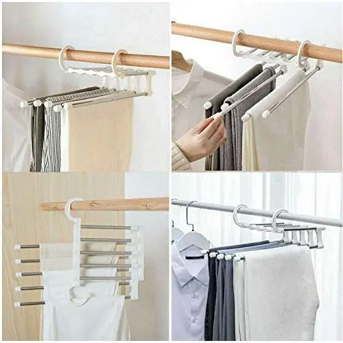 5pcs Random Color Newest Multifunction 5 in 1 Pant Rack, Shelves Stainless Steel Clothes Hangers Multi-Functional Wardrobe Magic Hanger Decoration 5pcs Random Color Newest Multifunction 5 in 1 Pant Rack, Shelves Stainless Steel Clothes Hangers Multi-Functional Wardrobe Magic Hanger Decoration