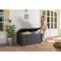 Keter Borneo 110 Gallon Resin Outdoor Storage Bench and Deck Boxes for Patio Furniture, Anthracite