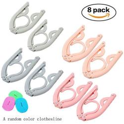 Stocking Stuffer, whatswhats Portable Folding Hanger Travel A Set of Foldable Clothes Drying Rack Travel Hanger (8 Pack-Colorful)
