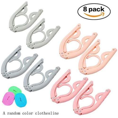 Stocking Stuffer, whatswhats Portable Folding Hanger Travel A Set of Foldable Clothes Drying Rack Travel Hanger (8 Pack-Colorful)