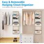 Magicfly 6-Shelf Hanging Closet Organizer with Drawers(1 Drawer with Divider & 1 Underwear Drawer), Foldable Clothes Hanging Shelf for Sweater, Bra, Socks, 44.9 X 13 X11.4 Inch, Beige