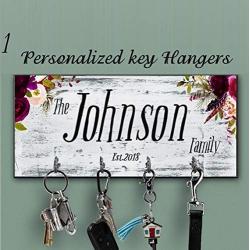 Personalized key holder for wall, Floral key holder, Boho key holder, Floral key holder, Minimalist key rack, Pink key hanger, Key rack, Housewarming gift, Key holder for wall, Boho home decor