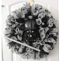 DARTH VADER LIGHT SABER DECO MESH WREATH - FREE SHIPPING - WREATH HANGER INCLUDED