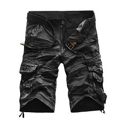 Mens Cargo Shorts, Fashion Casual Loose Relaxed Fit Multi-Pocket Camouflage Jogger Beach Pants