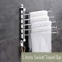 END 5 Arms Swivel Towel Bar,Stainless Steel Bathroom Swing Hanger Towel Rack Holder Storage Space Saving Swinging Towel Bar for Bathroom - Wall Mounted Towel Holder Organizer