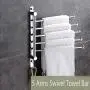 END 5 Arms Swivel Towel Bar,Stainless Steel Bathroom Swing Hanger Towel Rack Holder Storage Space Saving Swinging Towel Bar for Bathroom - Wall Mounted Towel Holder Organizer