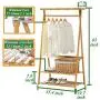 COPREE Bamboo Garment Coat Clothes Hanging Heavy Duty Rack with top Shelf and 2-Tier Shoe Clothing Storage Organizer Shelves