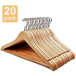 HOUSE DAY Wooden Hanger 20 Pack Wooden Suit Hanger Wooden Clothes Hanger Natural Smooth Finish Wooden Coat Hanger Premium Wooden Hangers for Clothes Dress Suit (Renewed)