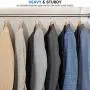 Tenrry 6 Pcs Wide Shoulder Wooden Hangers with Non Slip Pants Bar for Coat Clothes Dress Suit