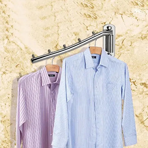 Ulifestar Clothes Hangers Rack Holder, Standard Wall Mount Hangers for Home Closet Storage and Organizer,Heavy Duty Garment Coat Drying Rack with Swing Arm,Stainless Steel Clothing Hanging Hooks