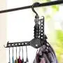 Katoot@ 360 Degree Clothes Hanger With Hooks Rotation Space Saving Black Hanger Foldable Plastic Collapsible Magic Closet Organizer