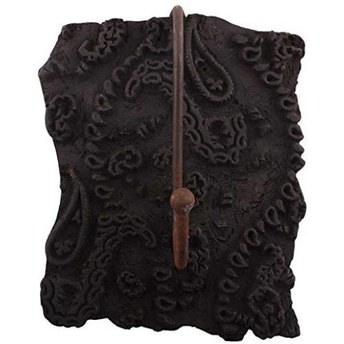 Indianshelf Handmade 1 Artistic Vintage Black Wooden Block Key Hooks Hangers/Wall Hooks for Coats